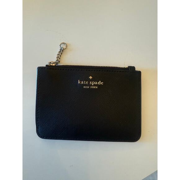 Kate Spade New York Black Saffiano Leather Zip Card Case Wallet - Picture 1 of 5
